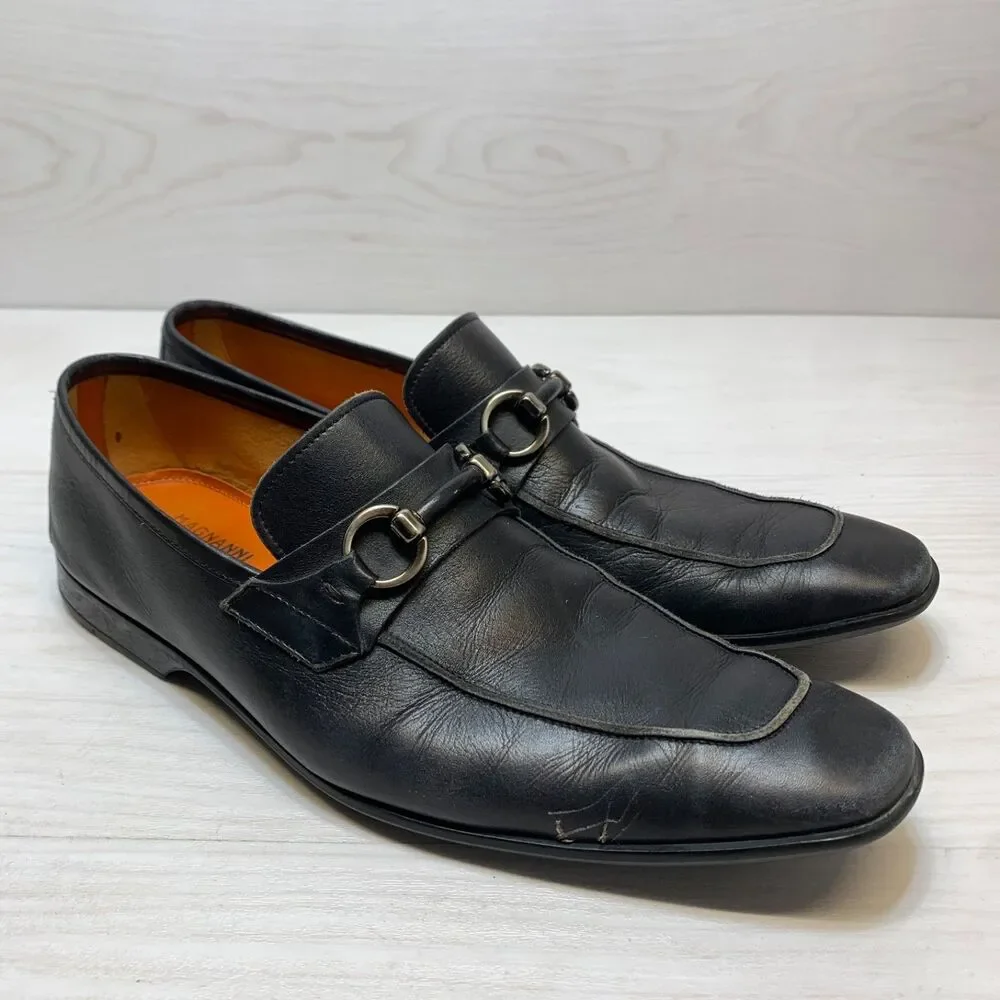 Men's‎ Size 10 M Magnanni Rafa V Leather Horse Bit Loafer In Black Slip On